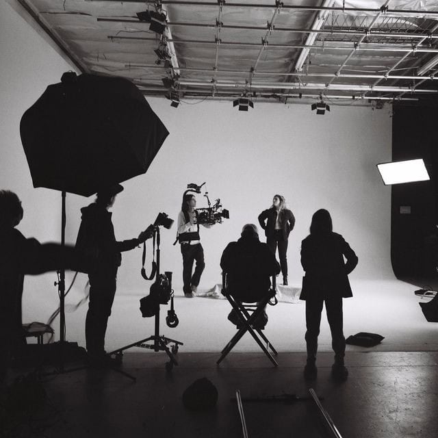 Commercial production crew filming video content
