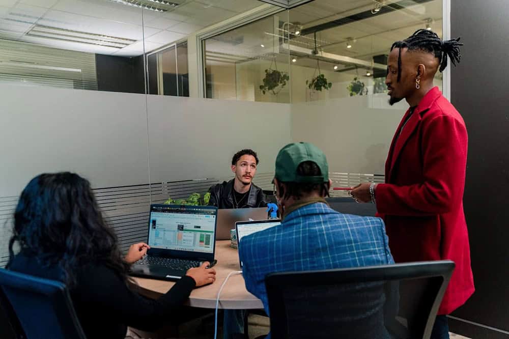 employees discussing