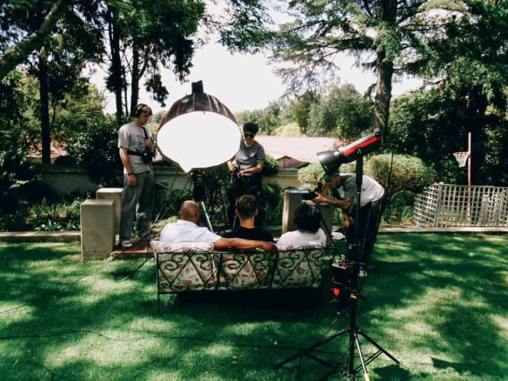 bts shoot of a group shot